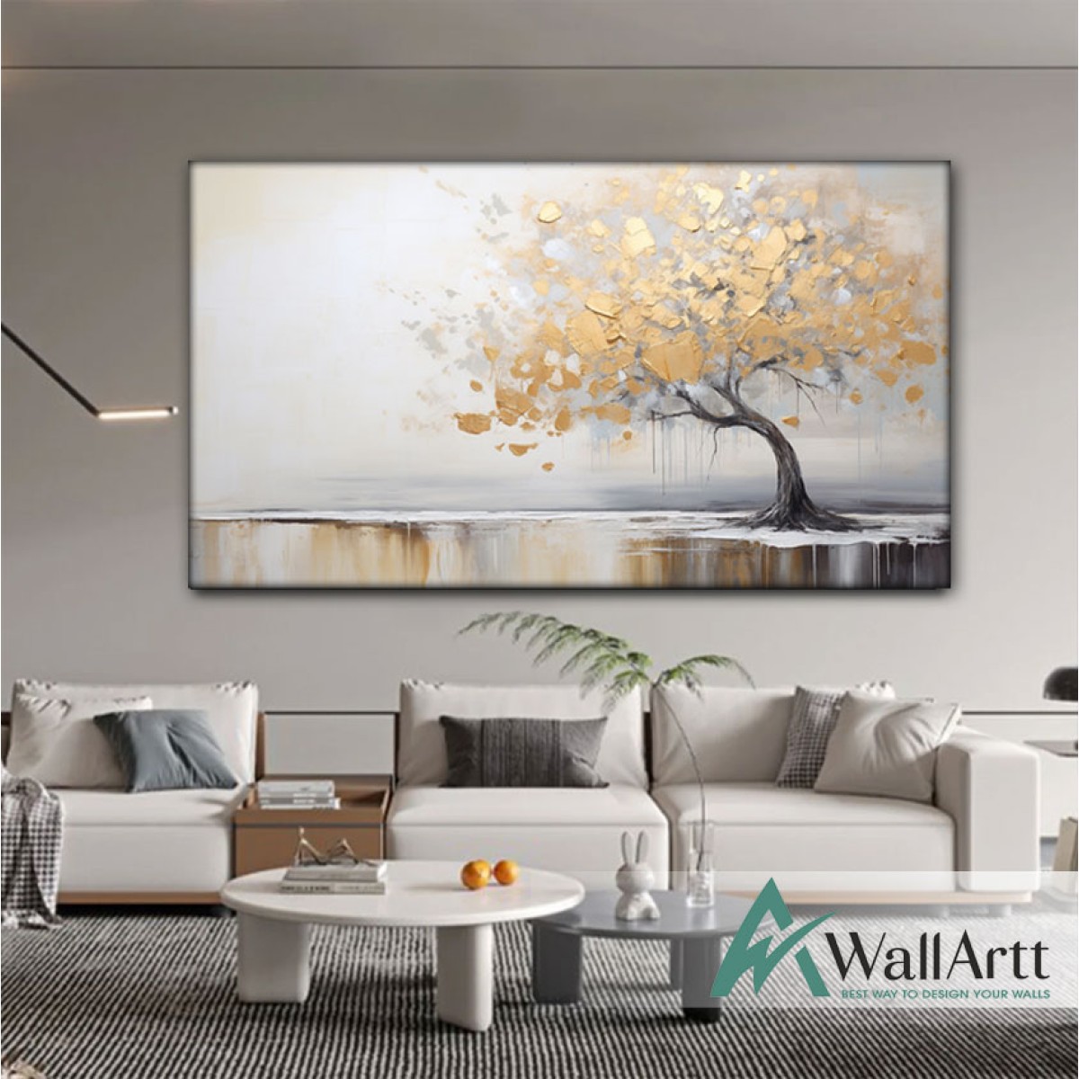 Tree with Gold Leaves 3d Heavy Textured Partial Oil Painting
